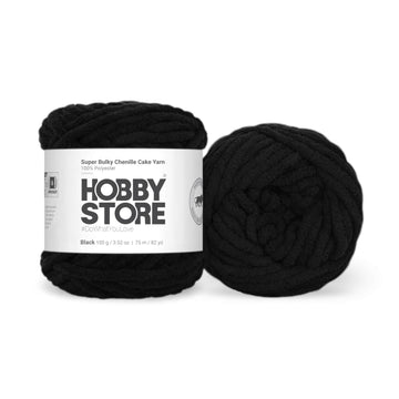 Super Bulky Chenille Cake Yarn by Hobby Store - Black 69102