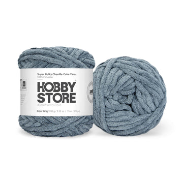 Super Bulky Chenille Cake Yarn by Hobby Store - Cool Grey 69123