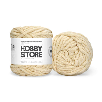 Bulky Chenille Cake Yarn by Hobby Store - Cream 59146