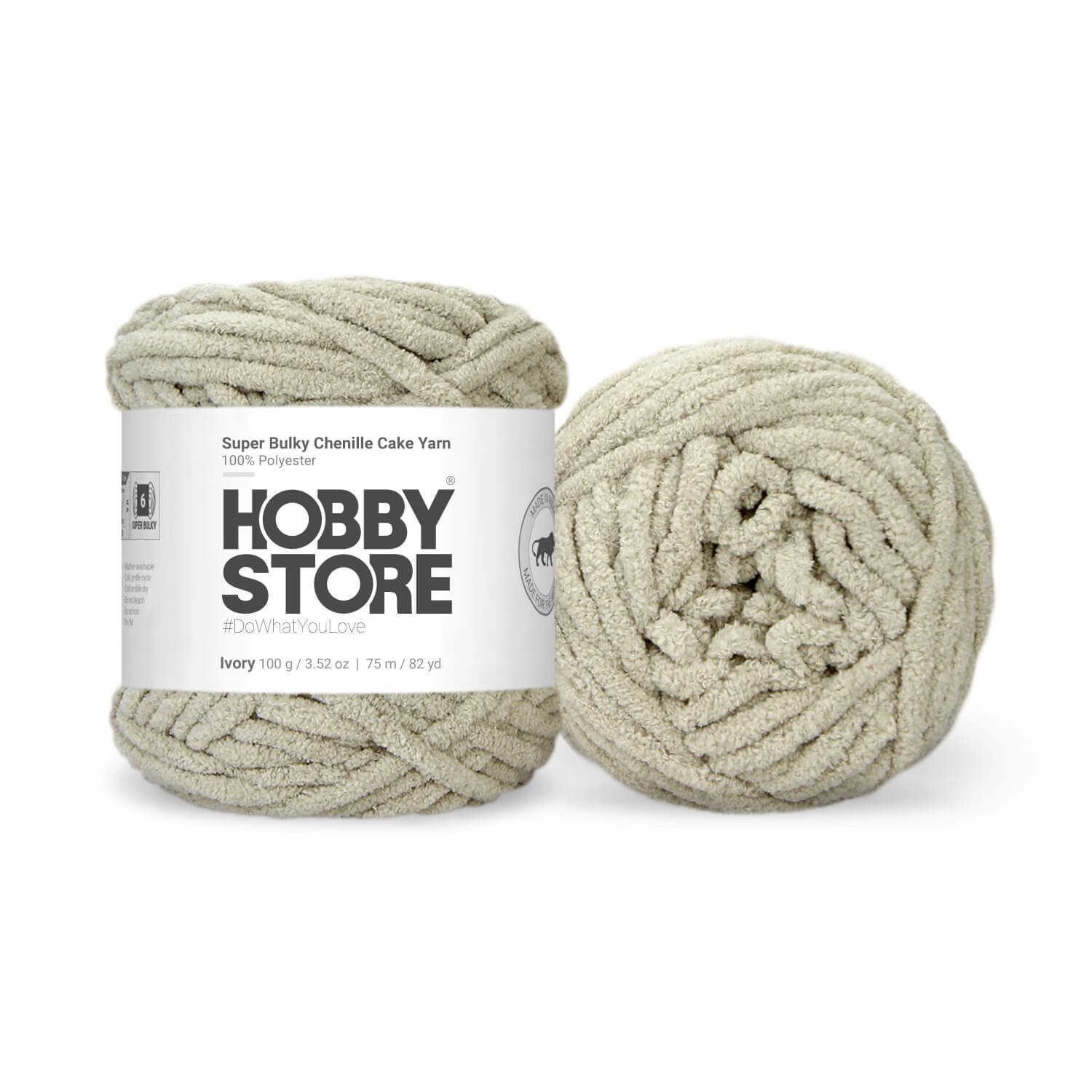 Super Bulky Chenille Cake Yarn by Hobby Store - Ivory 69125