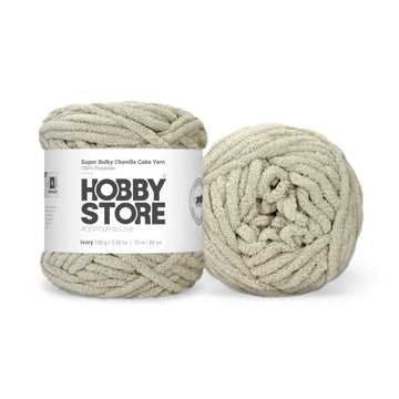 Super Bulky Chenille Cake Yarn by Hobby Store - Ivory 69125