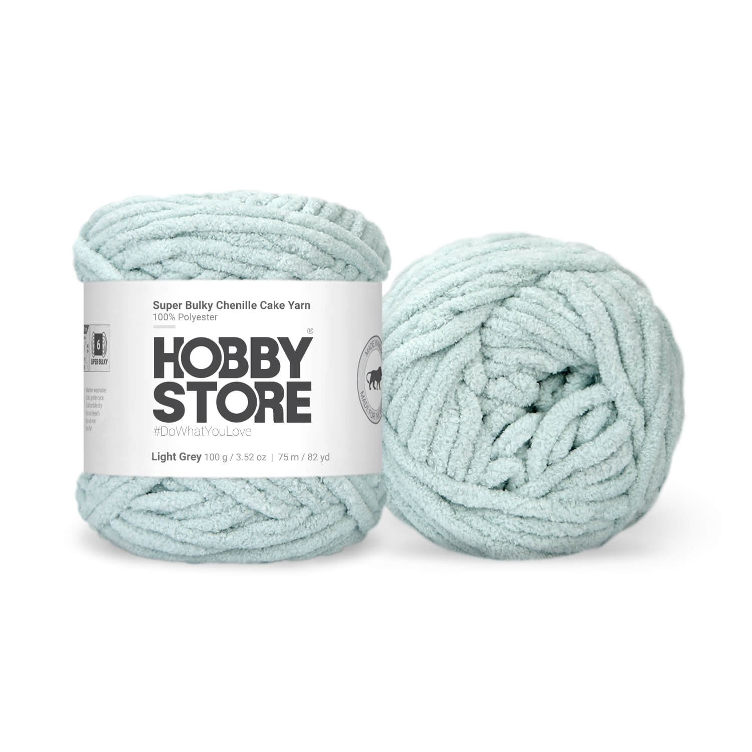 Super Bulky Chenille Cake Yarn by Hobby Store - Light Grey (Light Sky) 69154