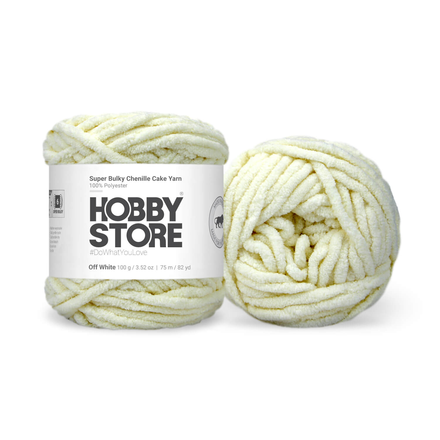 Super Bulky Chenille Cake Yarn by Hobby Store - Off White 69130