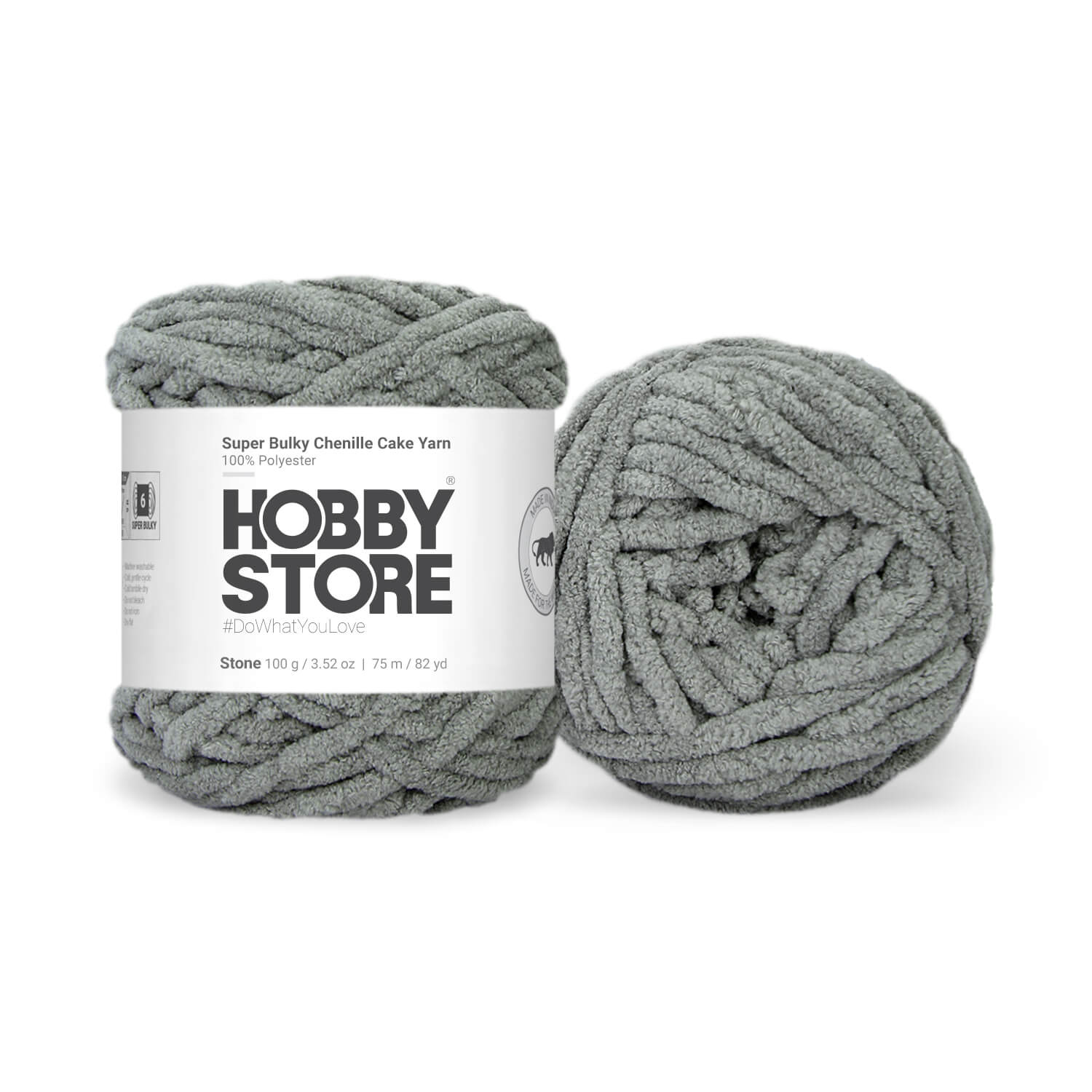 Super Bulky Chenille Cake Yarn by Hobby Store - Stone 69124