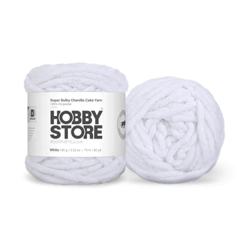 Super Bulky Chenille Cake Yarn by Hobby Store - White 69101