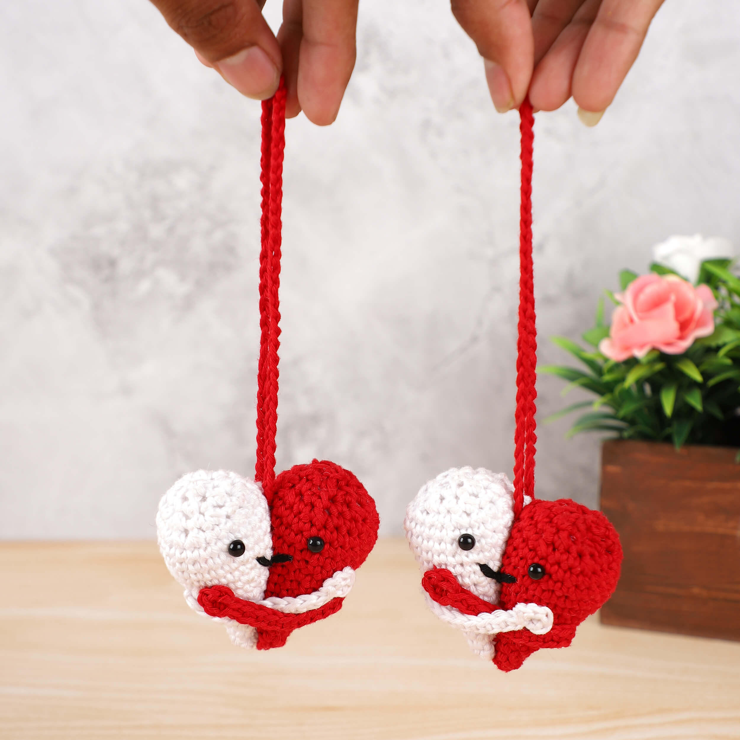 Handmade Crochet Couple Keychains with Magnets