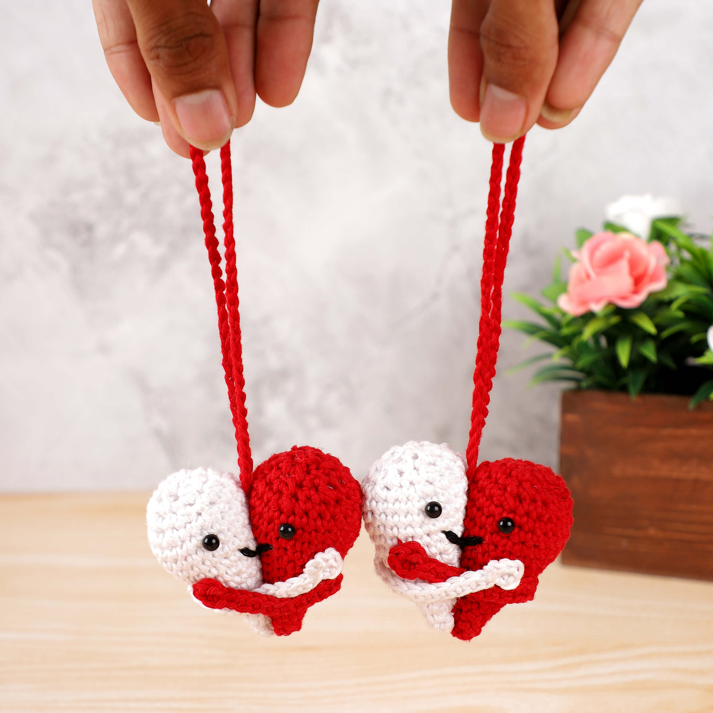 Handmade Crochet Couple Keychains with Magnets