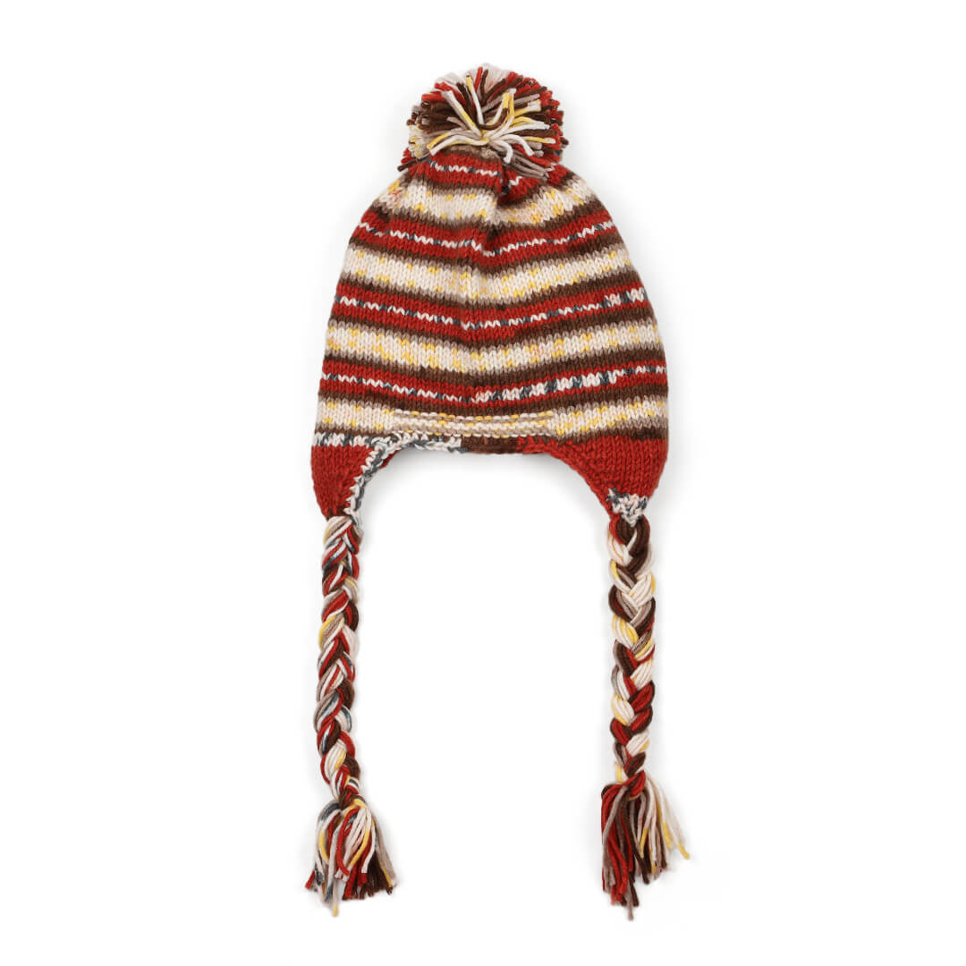 Red Beige Icelandic Beanie - 1740