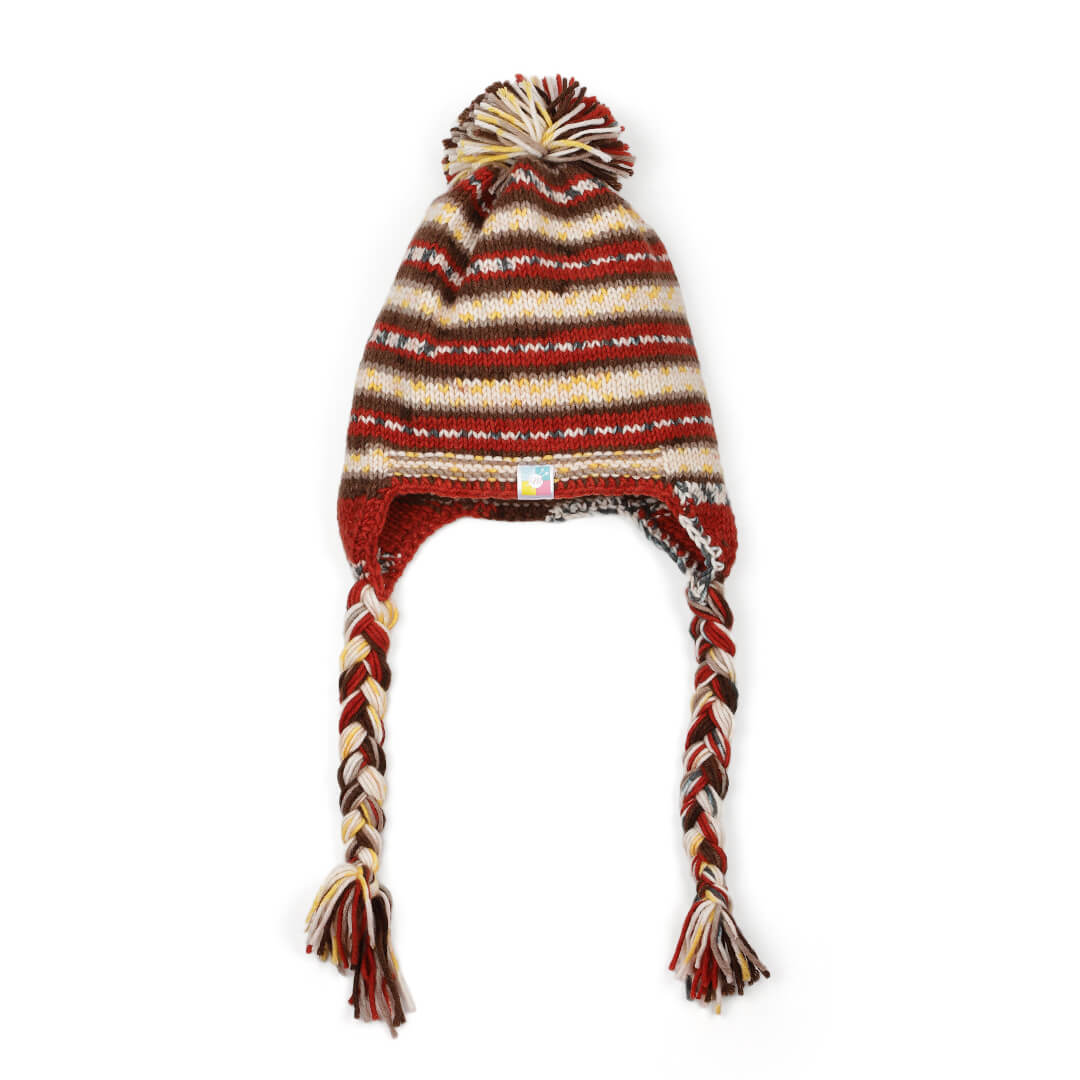 Red Beige Icelandic Beanie - 1740
