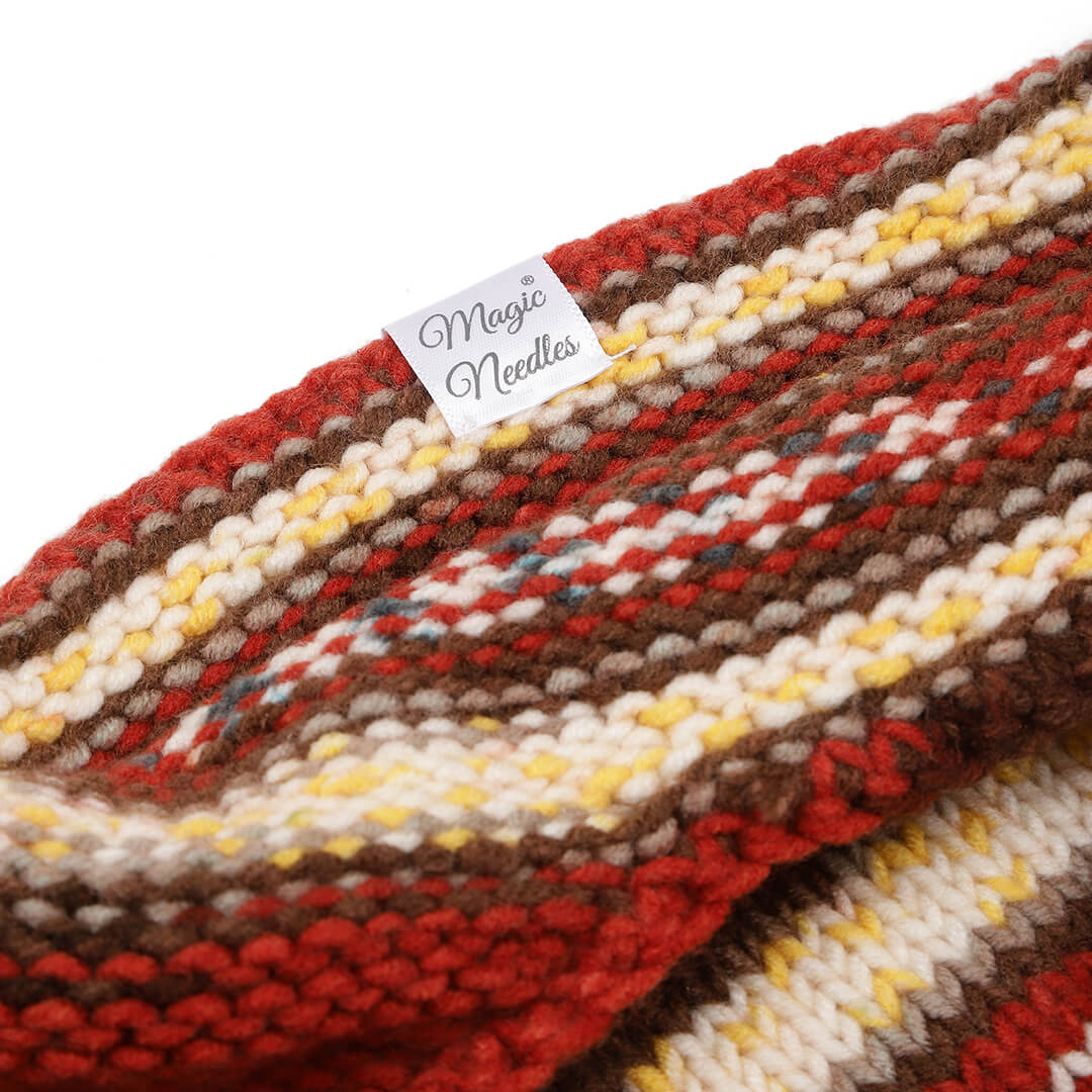 Red Beige Icelandic Beanie - 1740