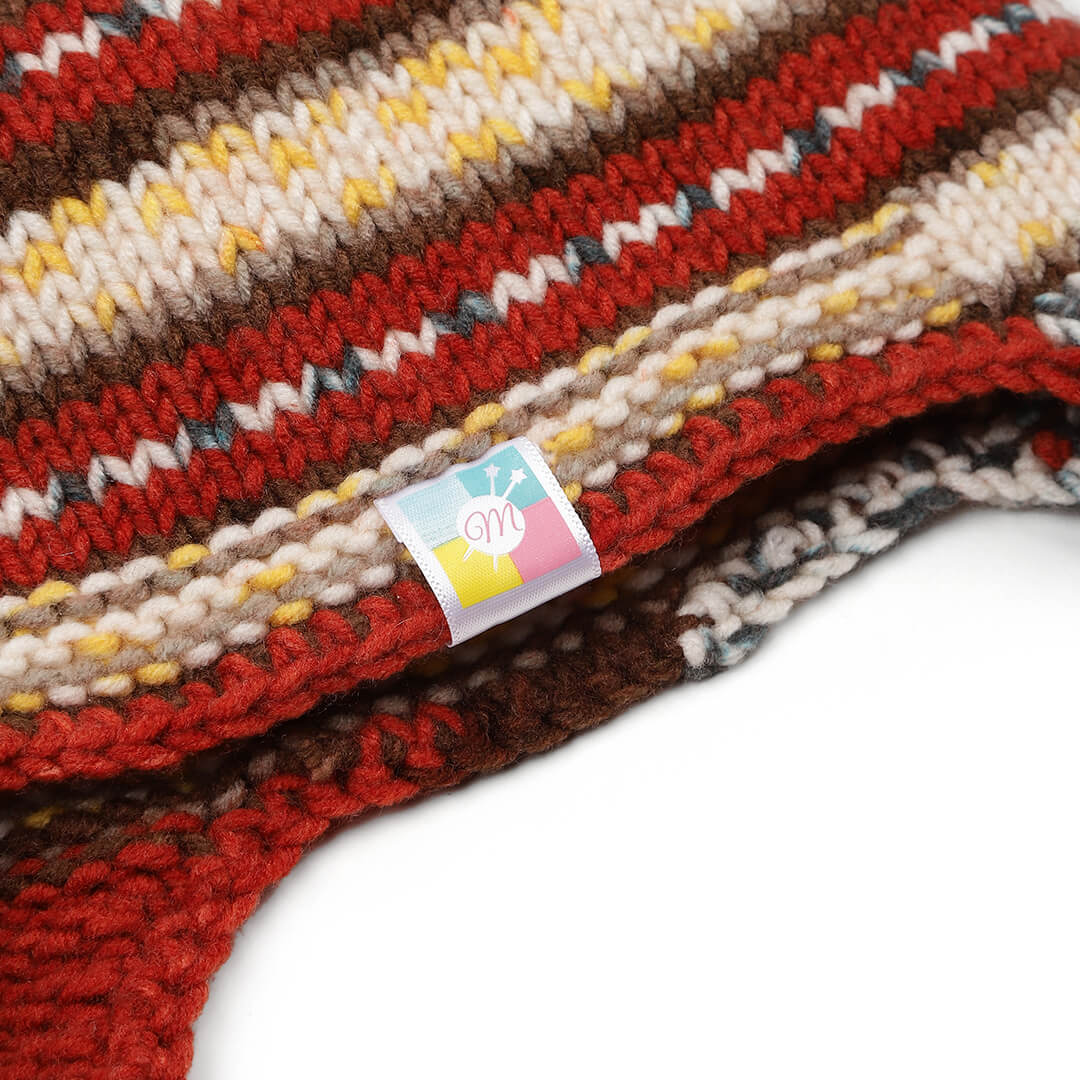 Red Beige Icelandic Beanie - 1740