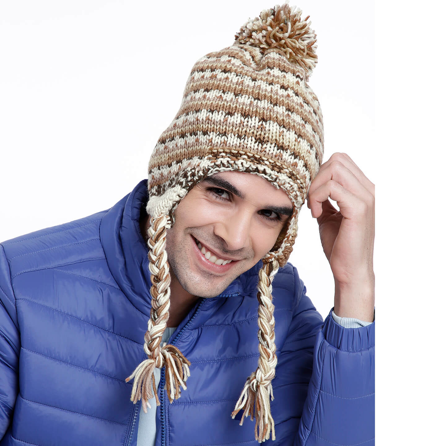 Beige Brown Icelandic Beanie - 1741