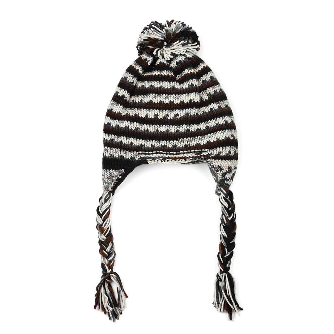 Black Beige Icelandic Beanie - 1742