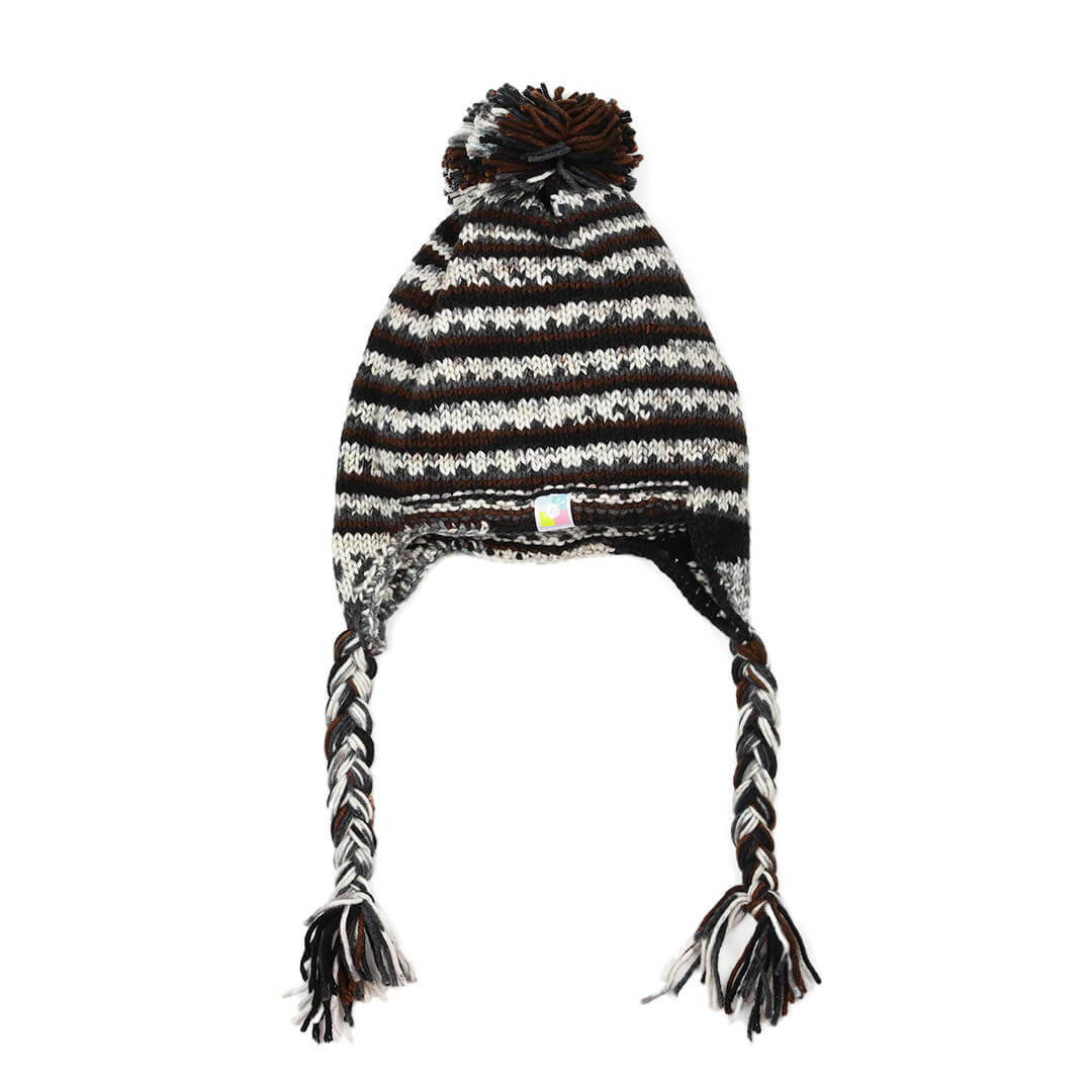 Black Beige Icelandic Beanie - 1742
