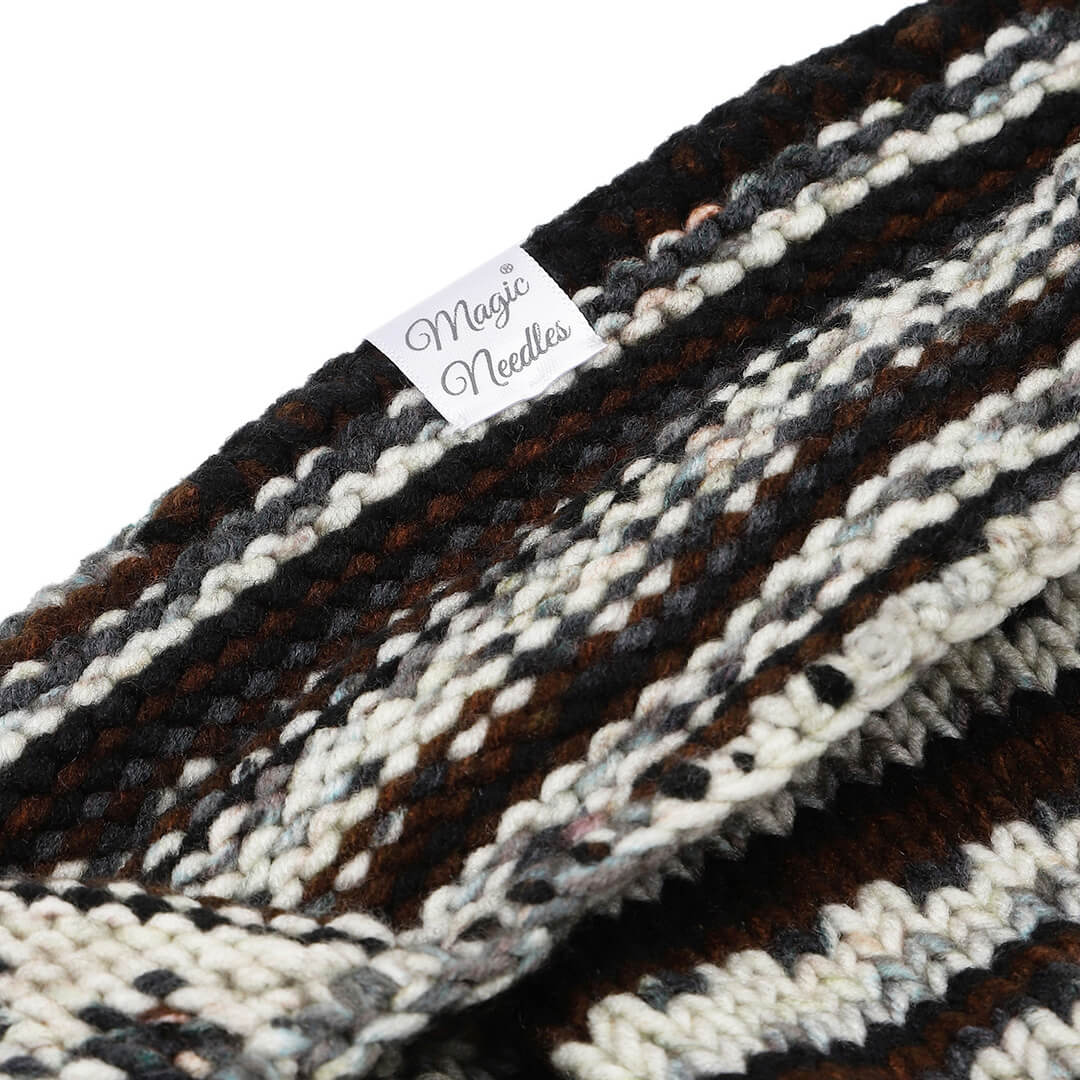 Black Beige Icelandic Beanie - 1742