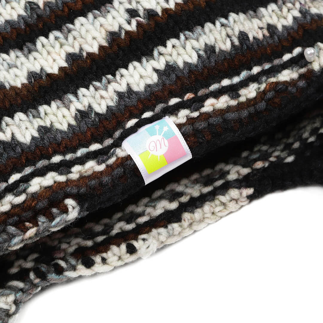 Black Beige Icelandic Beanie - 1742