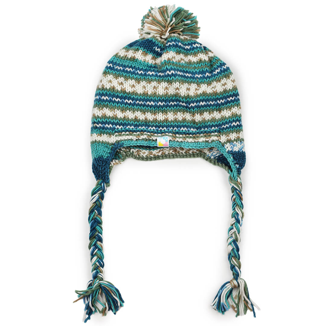 Green Beige Icelandic Beanie - 1743
