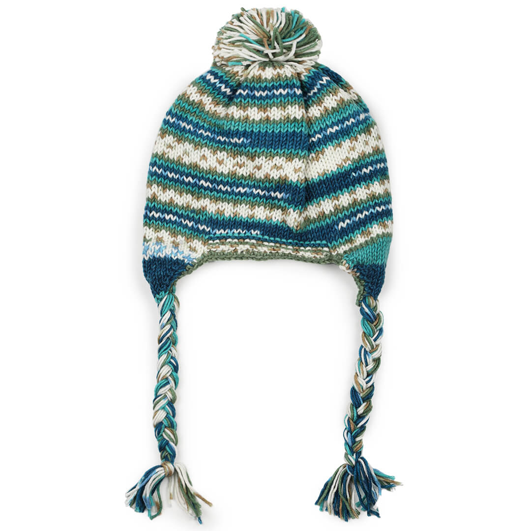 Green Beige Icelandic Beanie - 1743