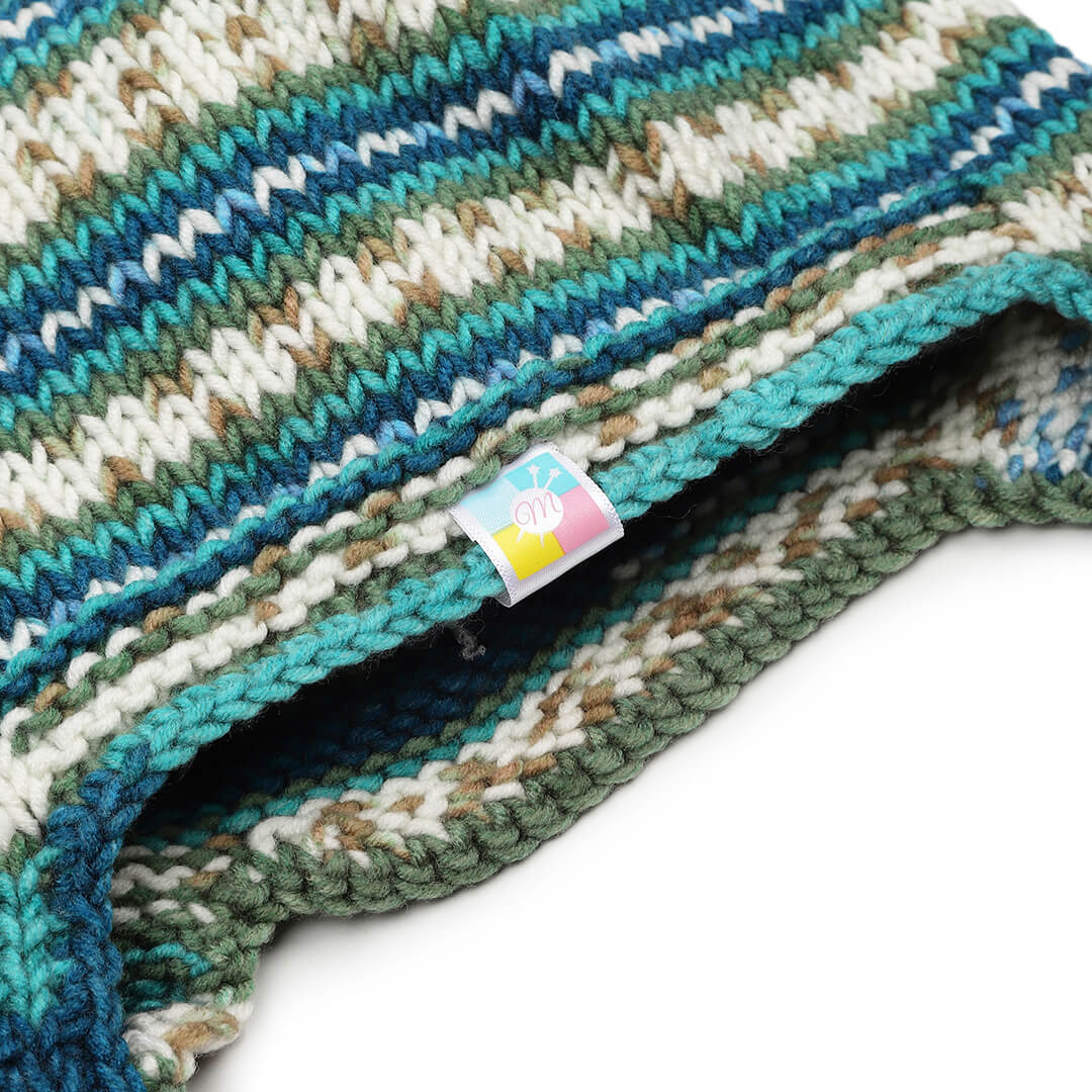 Green Beige Icelandic Beanie - 1743