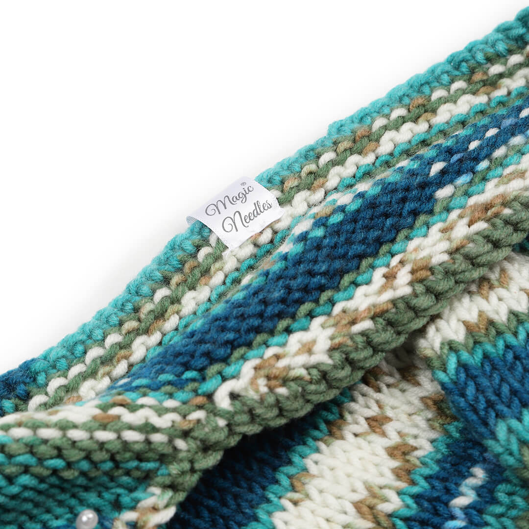 Green Beige Icelandic Beanie - 1743