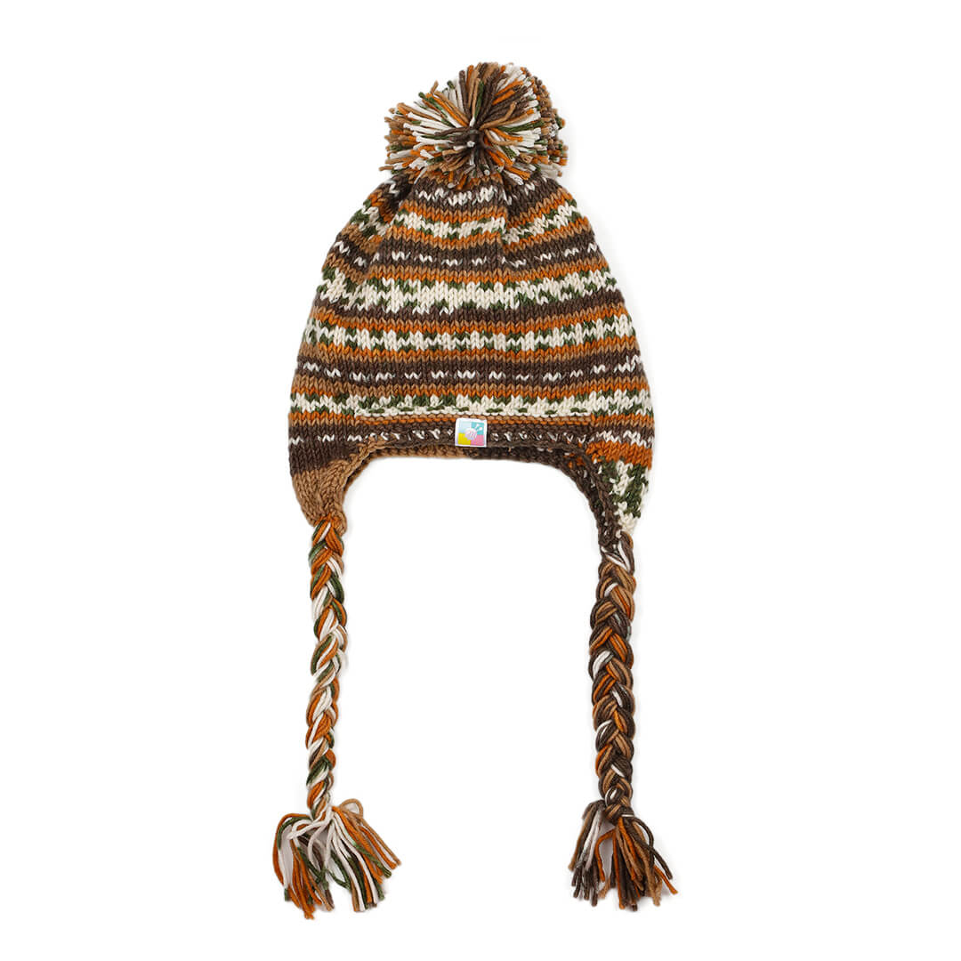 Brown Beige Icelandic Beanie - 1861