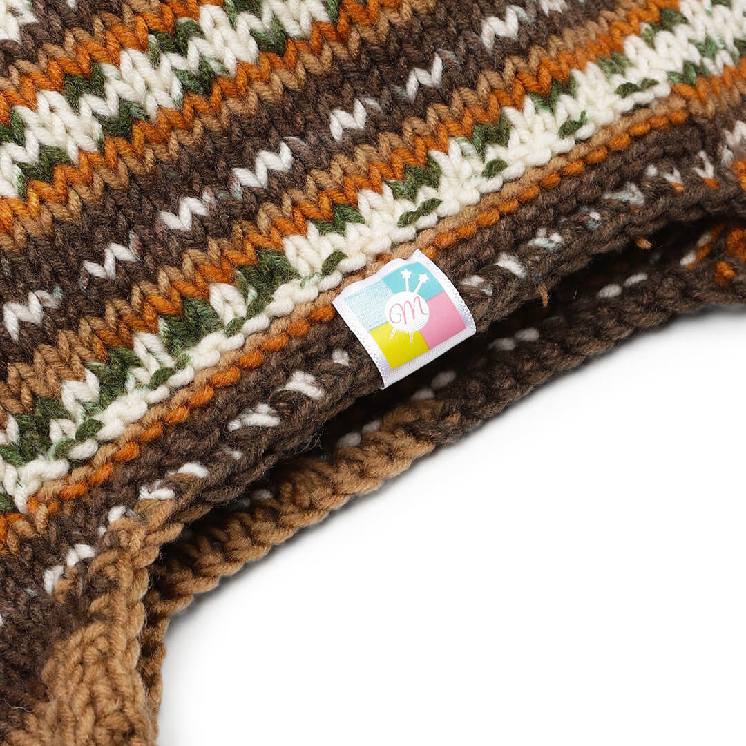 Brown Beige Icelandic Beanie - 1861