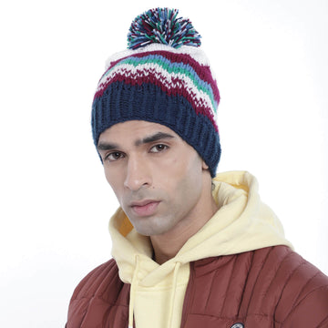 Icelandic Beanie with pompom - Multicolor 3277