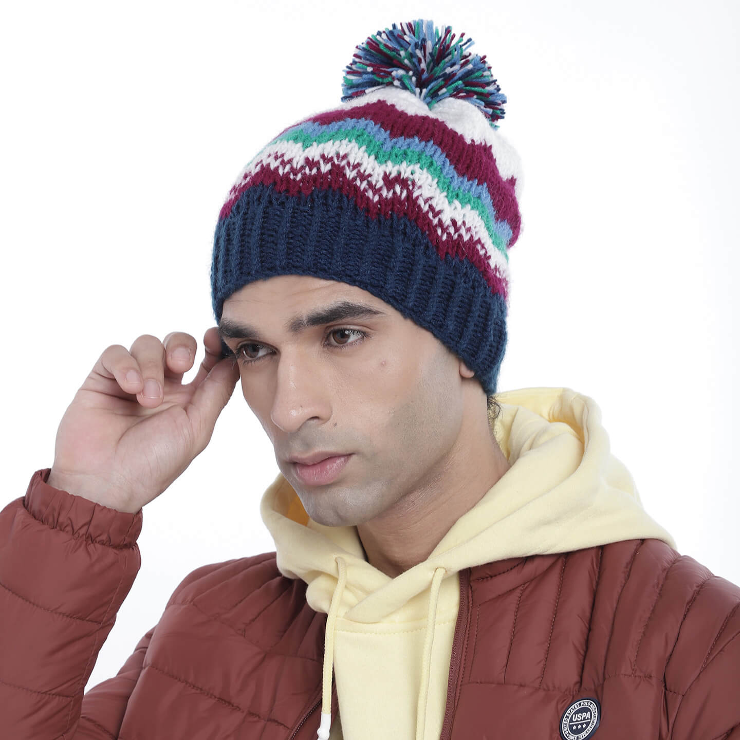 Icelandic Beanie with pompom - Multicolor 3277