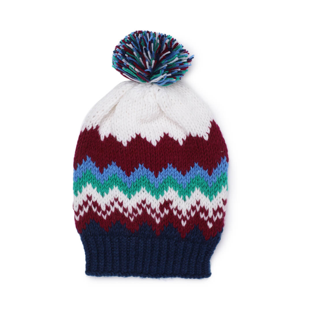 Icelandic Beanie with pompom - Multicolor 3277