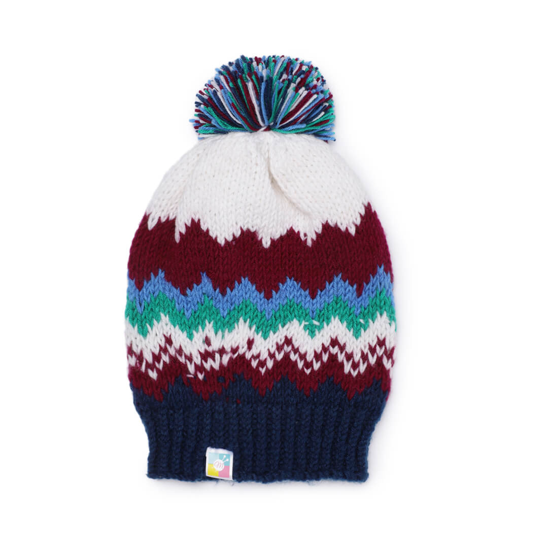 Icelandic Beanie with pompom - Multicolor 3277