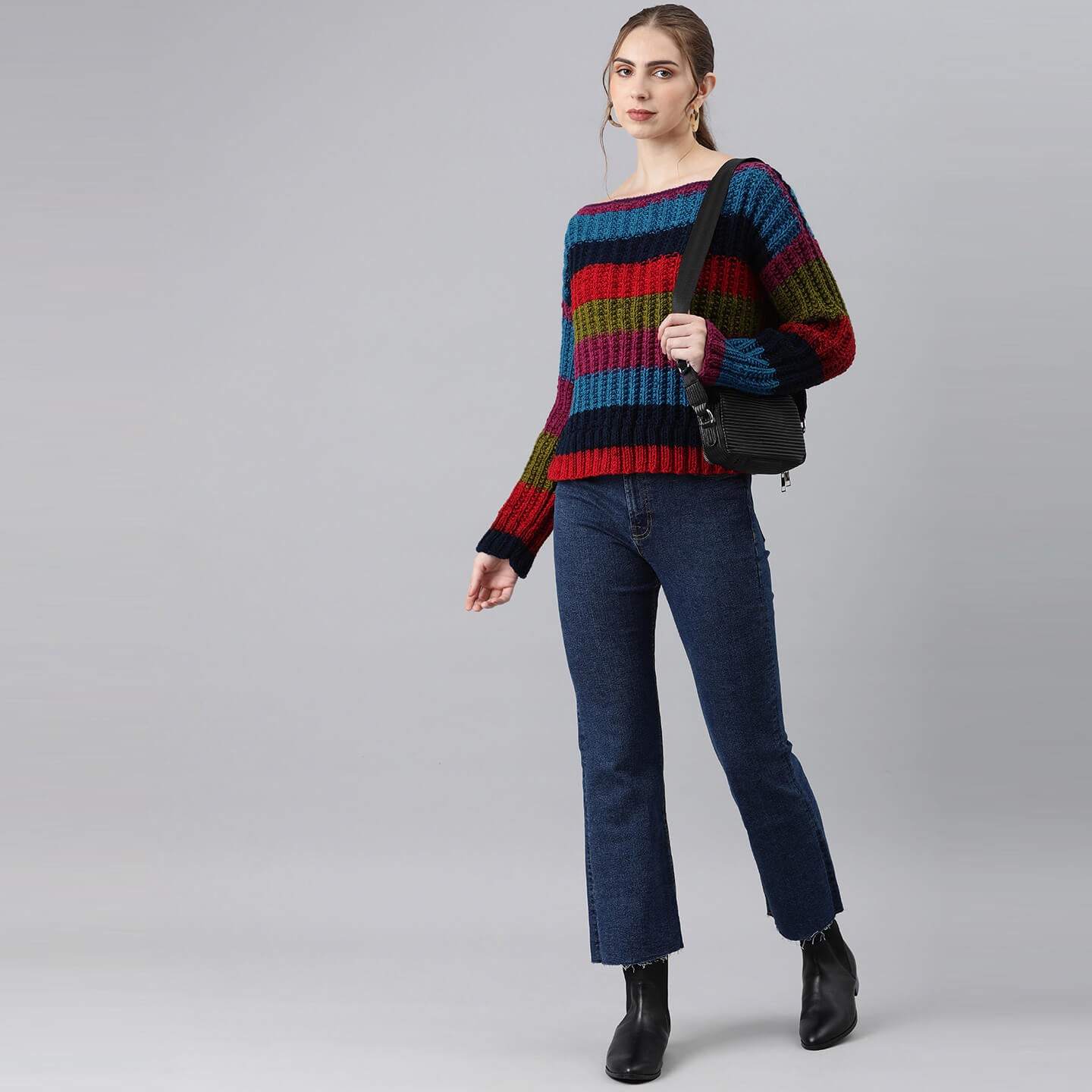 Knitted Self Design Pullover - 3258