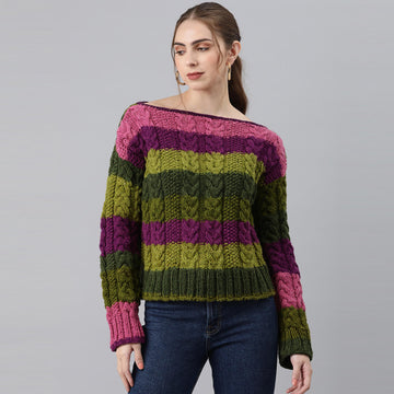 Knitted Self Design Pullover - 3259