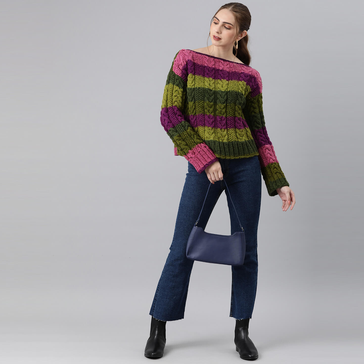 Knitted Self Design Pullover - 3259