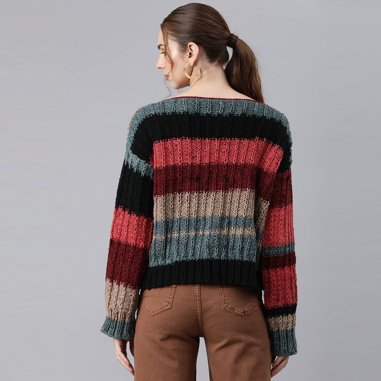 Knitted Self Design Pullover - 3260