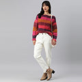 Knitted Self Design Pullover - 3266