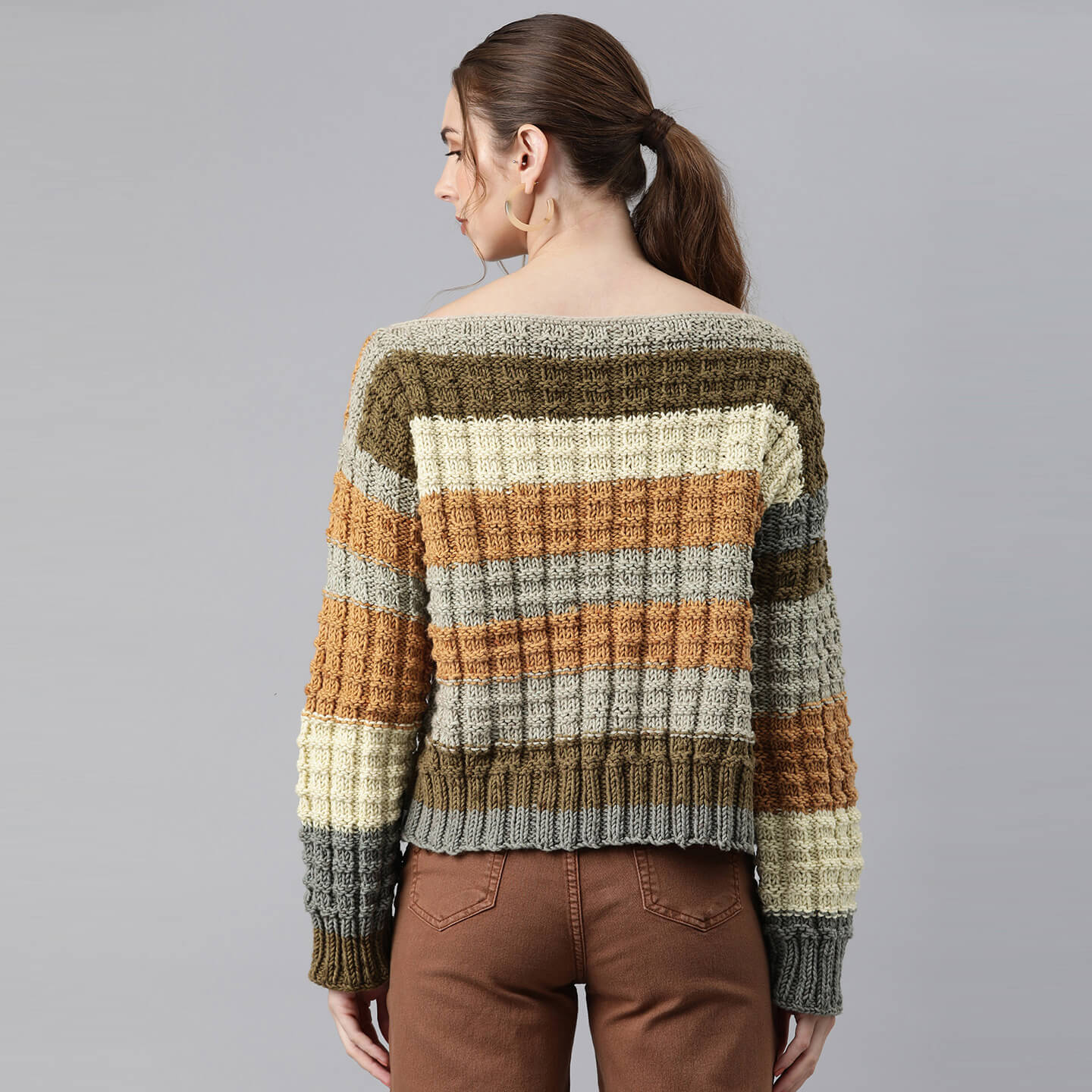 Knitted Self Design Pullover - 3269