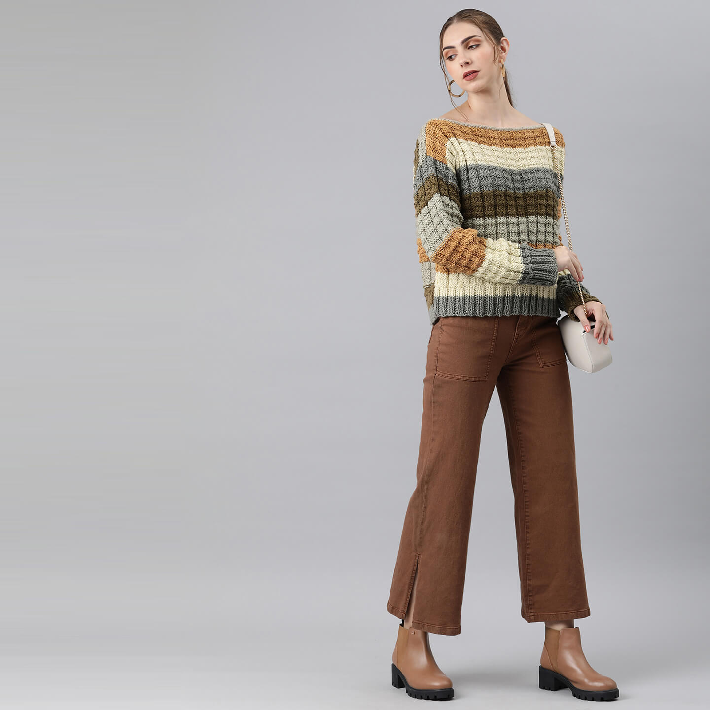 Knitted Self Design Pullover - 3269