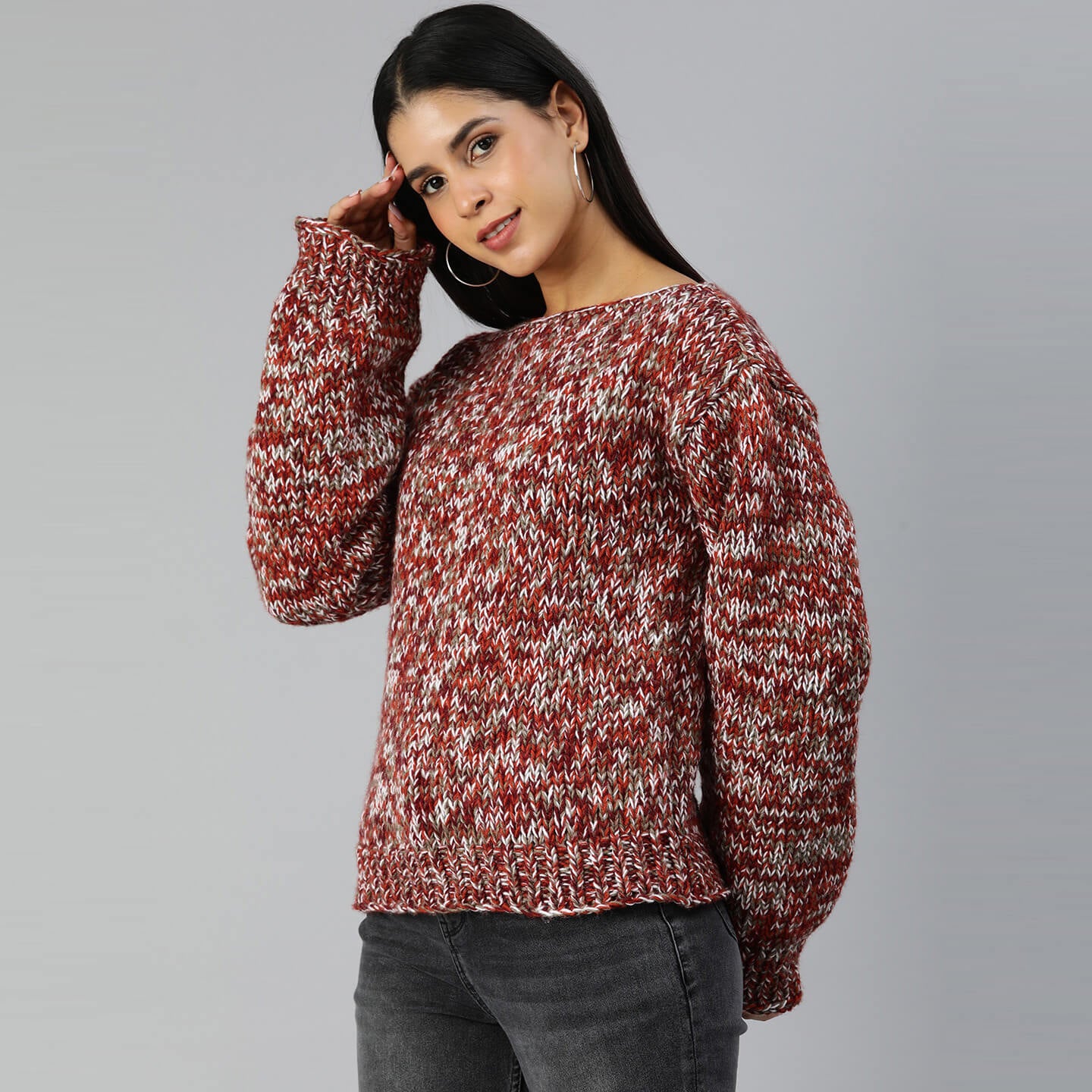 Knitted Self Design Pullover - 3355
