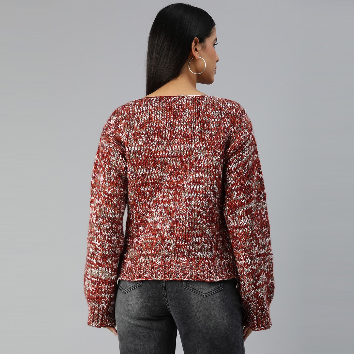 Knitted Self Design Pullover - 3355