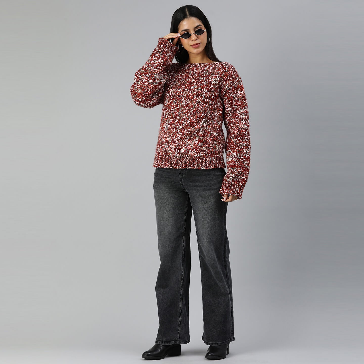 Knitted Self Design Pullover - 3355