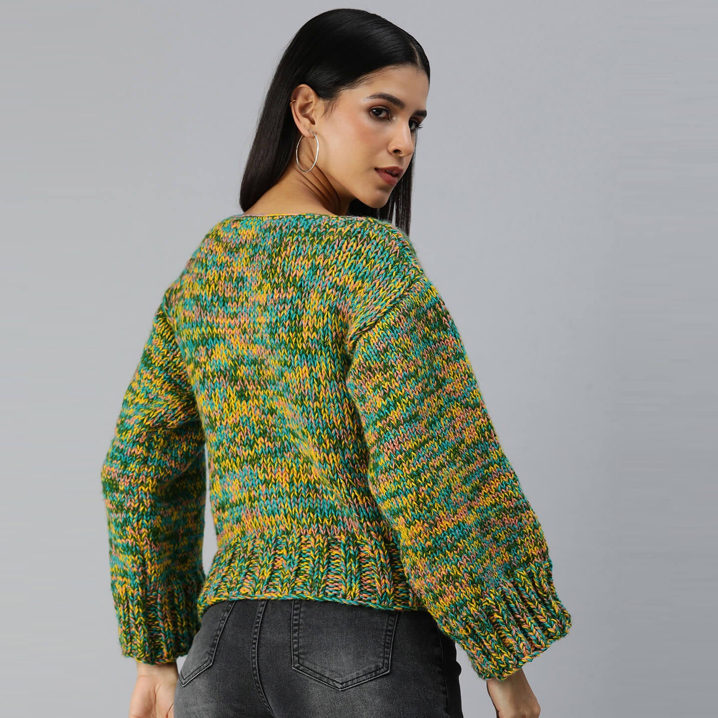 Knitted Self Design Pullover - 3356