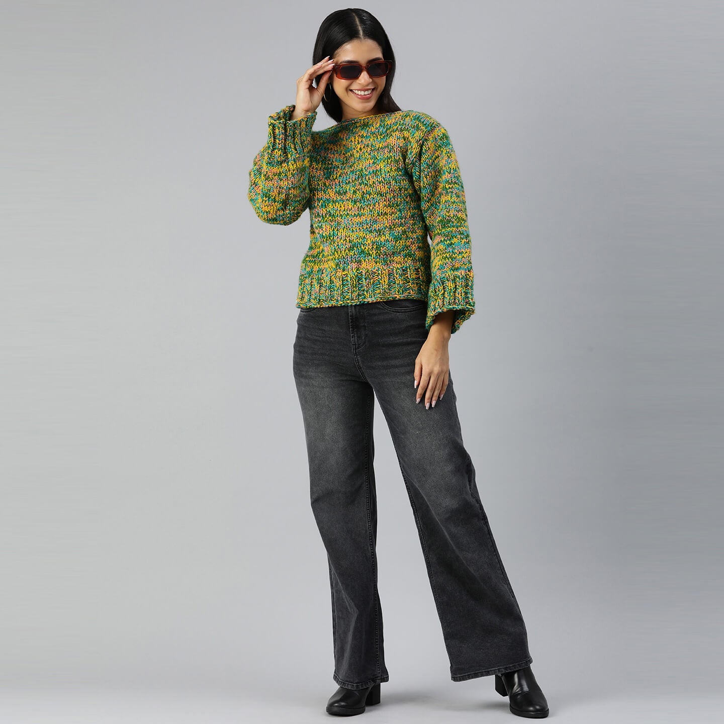 Knitted Self Design Pullover - 3356