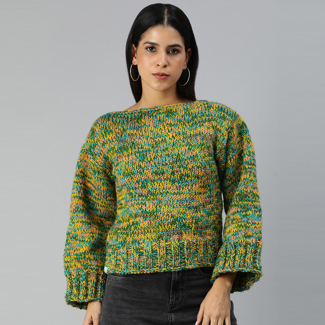Knitted Self Design Pullover - 3356