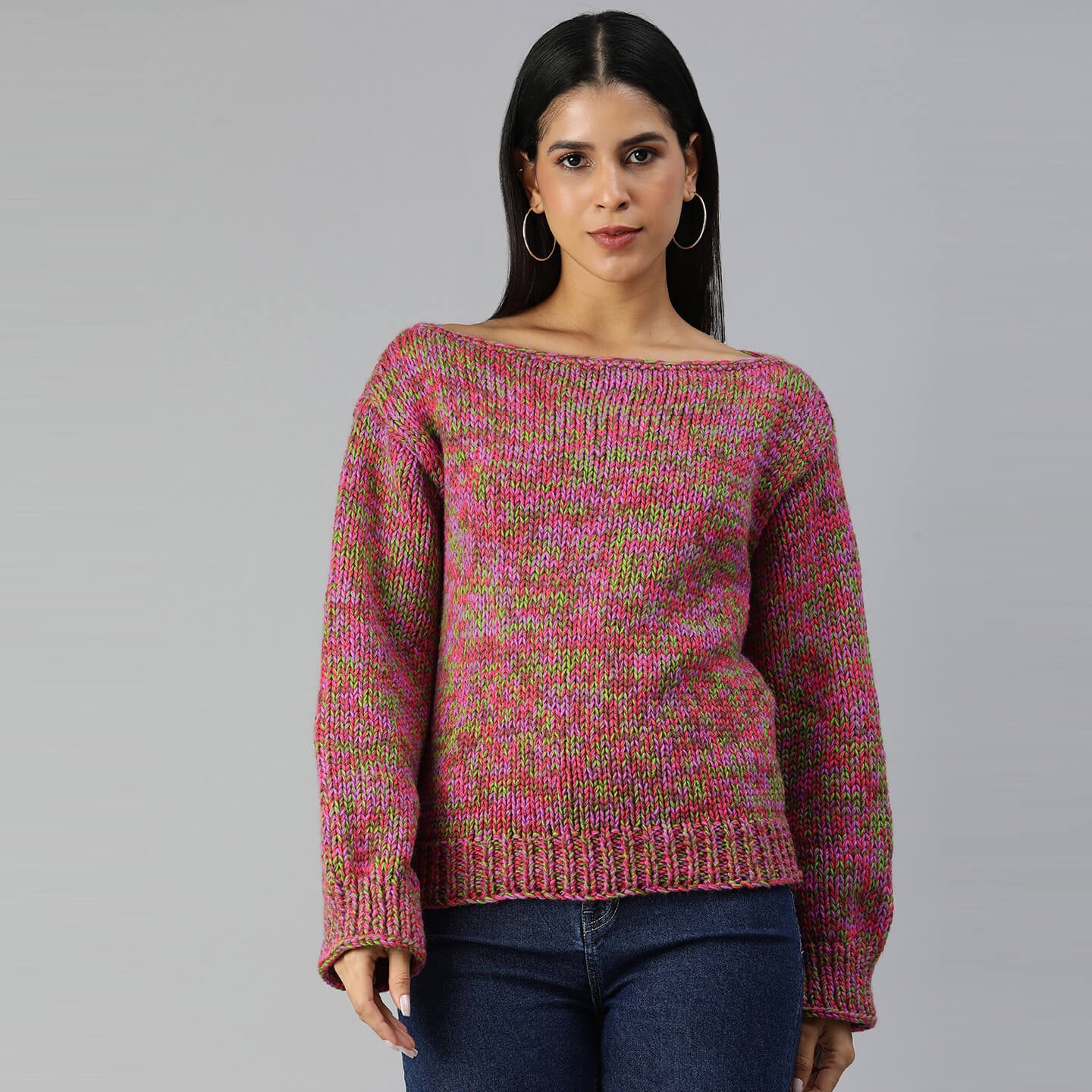 Knitted Self Design Pullover - 3357