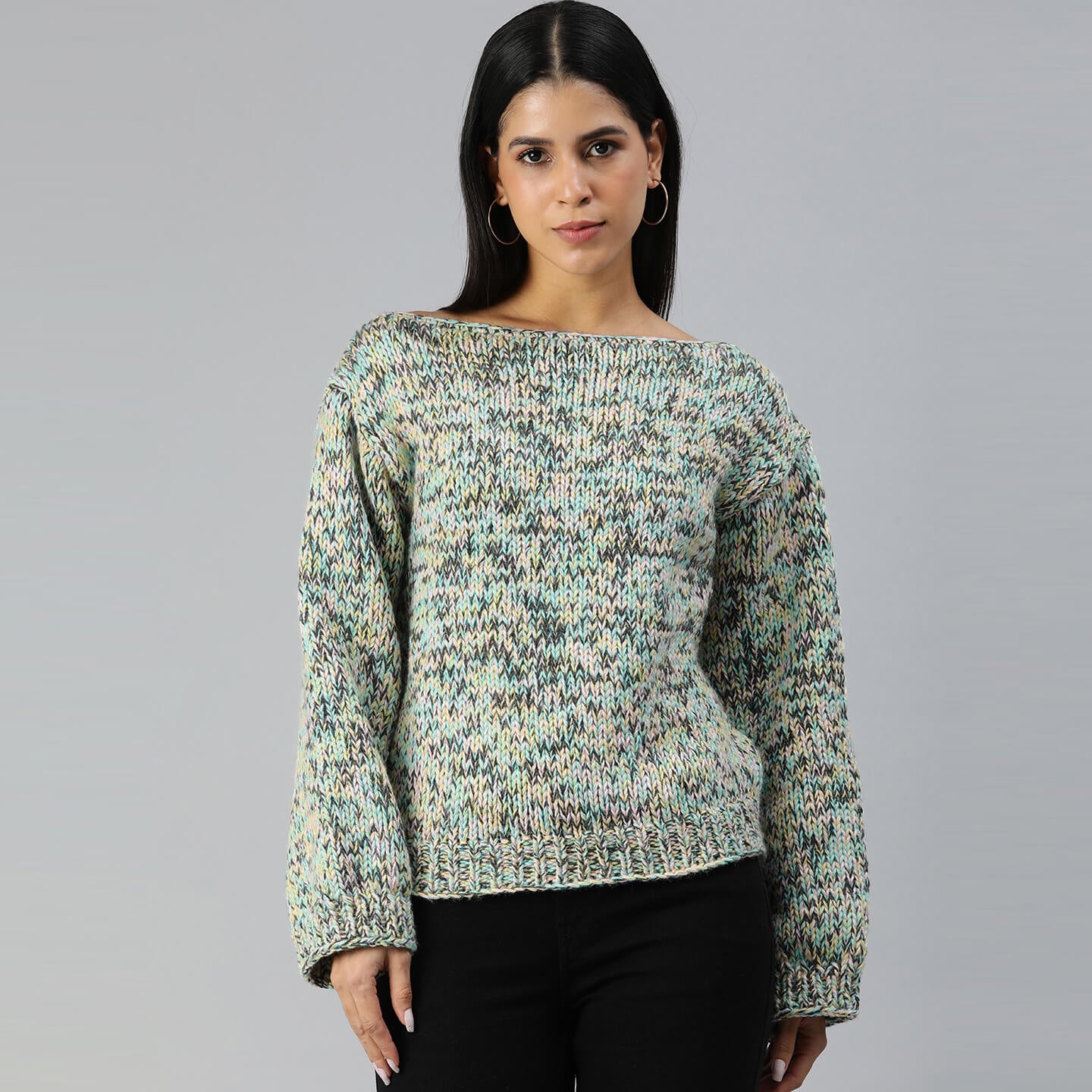 Knitted Self Design Pullover - 3358