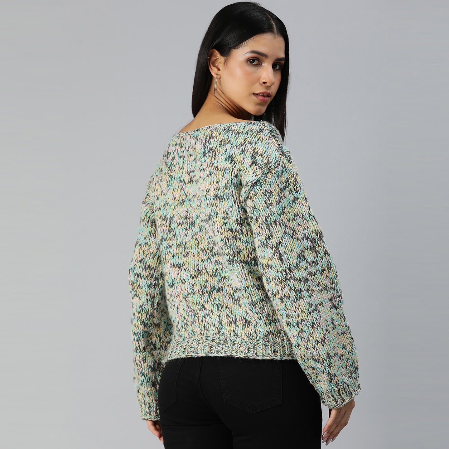 Knitted Self Design Pullover - 3358