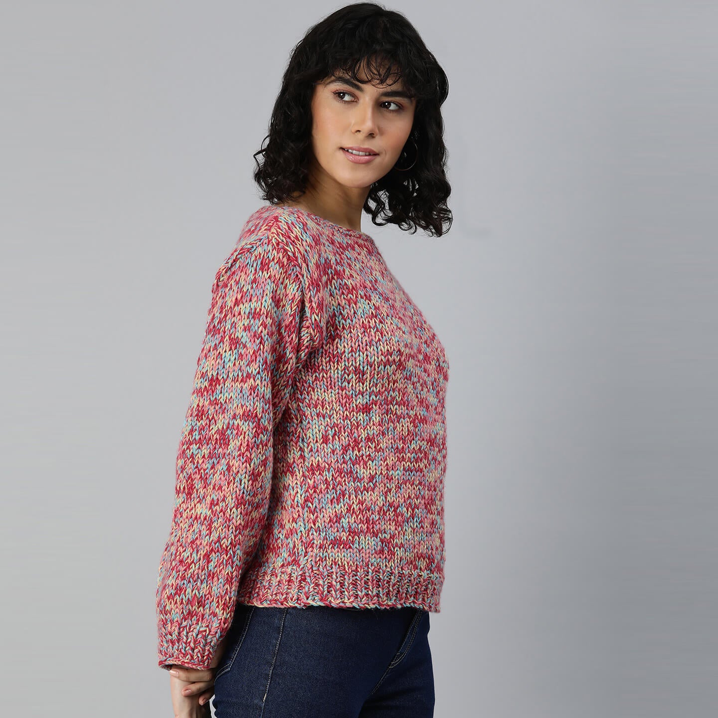 Knitted Self Design Pullover - 3359