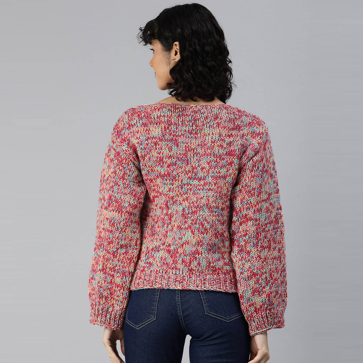 Knitted Self Design Pullover - 3359