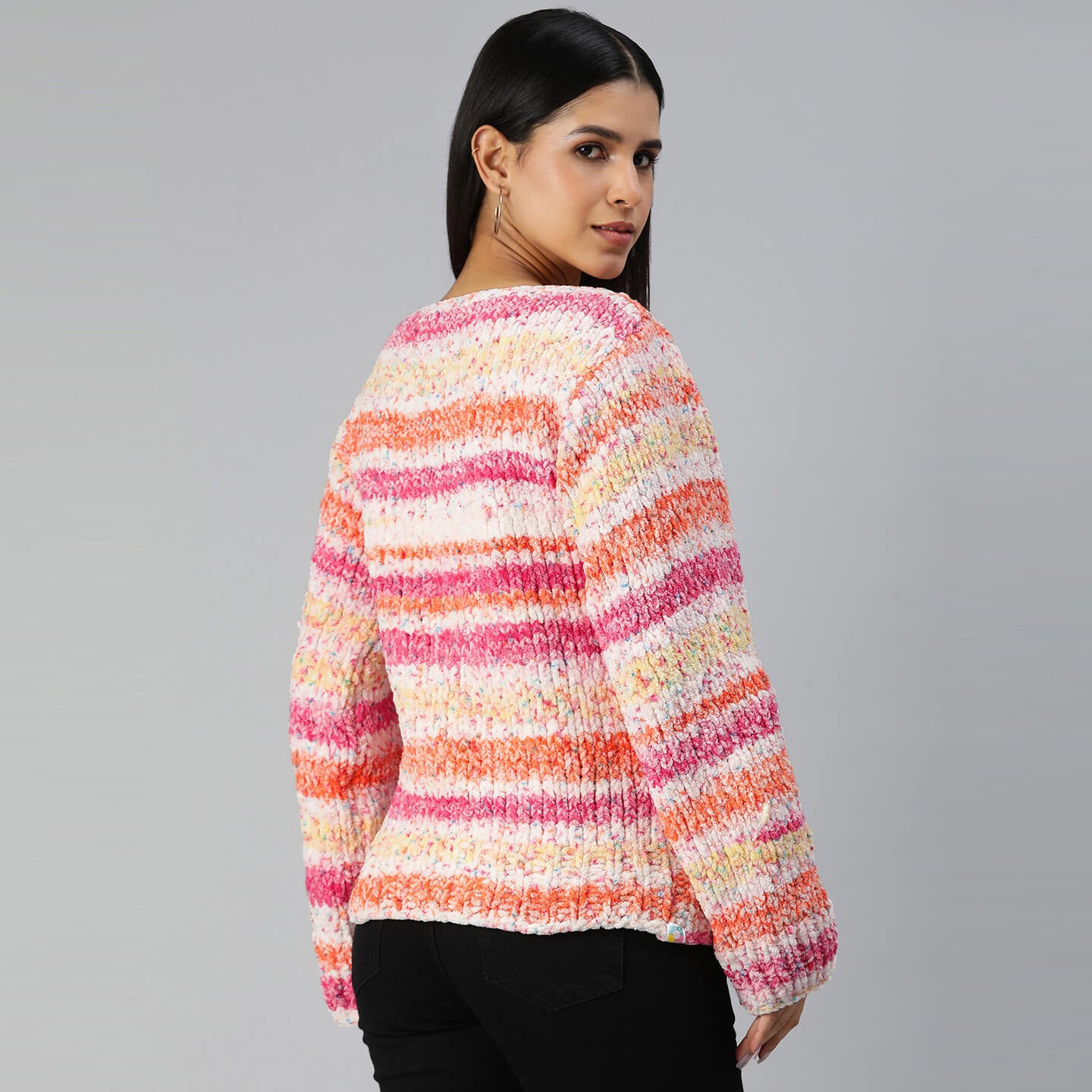 Knitted Soft Chenille Pullover - 3351