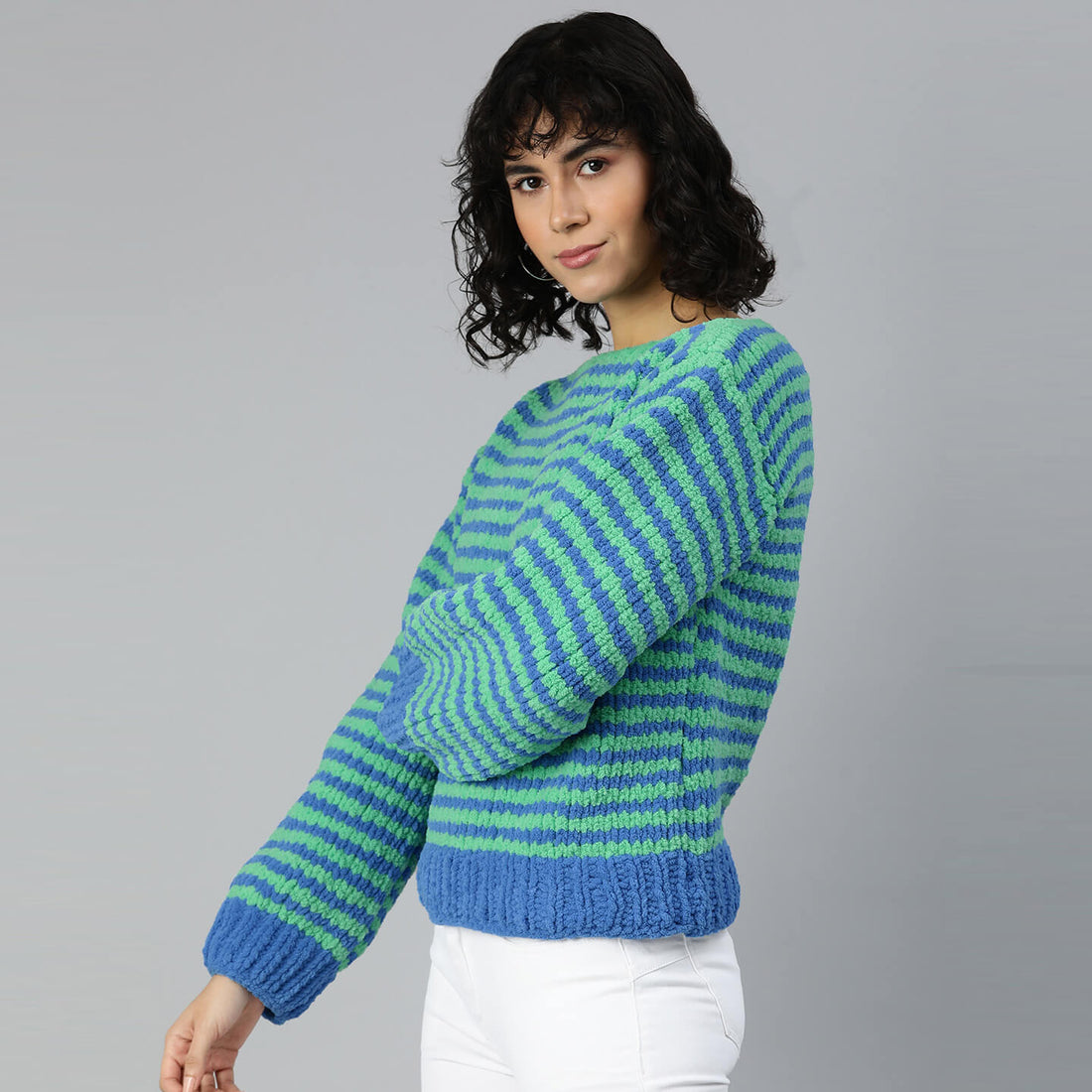 Knitted Soft Chenille Pullover - 3352